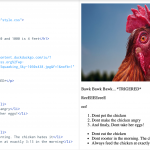 Screen-shot from Jumpstart student August’s presentation about Guatemala featuring a squawking rooster.